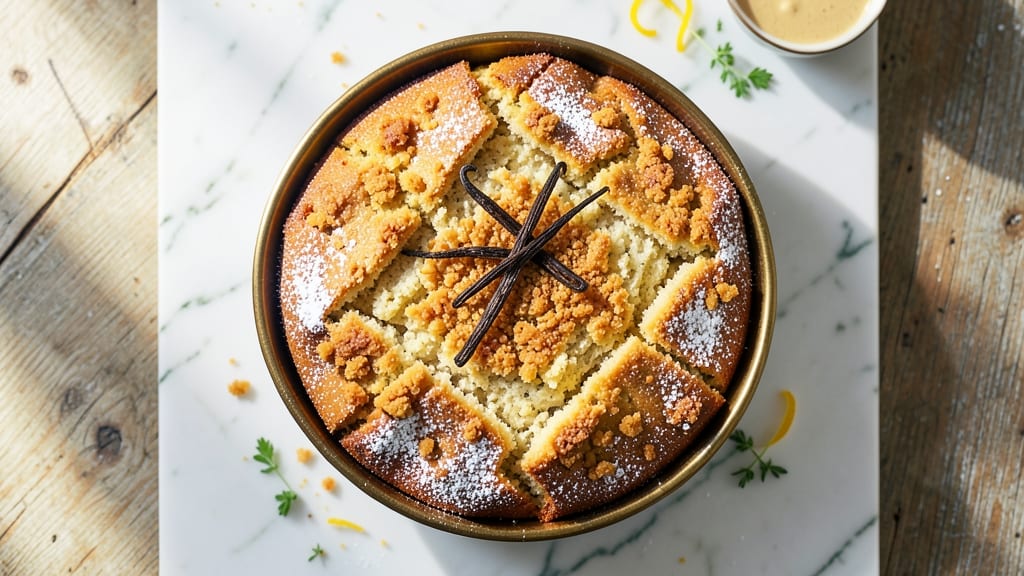 Alton Brown's Coffee Cake Recipe: Vanilla Bean Swirls and Toasted Nut Crunch Topping