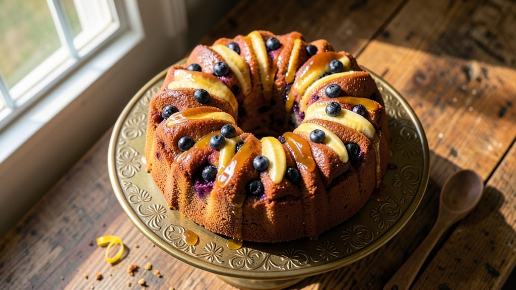 Banana Blueberry Bundt Cake Recipe: Towering Beauty With Juicy Fruit Swirls