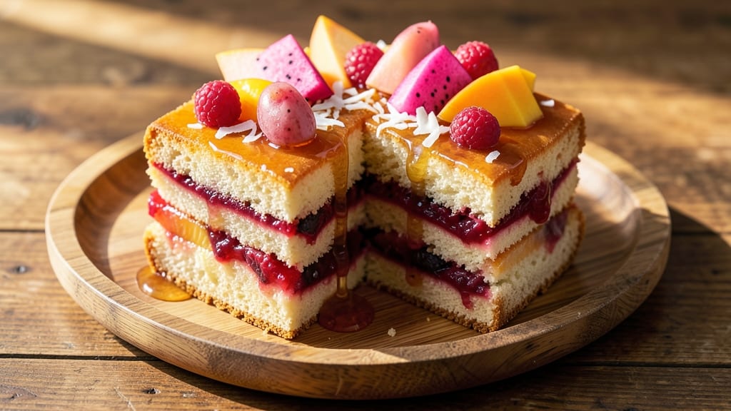 Asian Fresh Fruit Cake Recipe: Tropical Brightness With Citrus-Zest Glaze