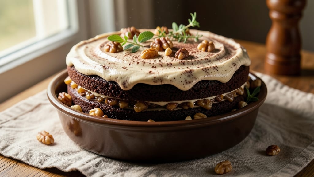 Alton Brown's German Chocolate Cake Recipe: Boozy Pecan Streusel Hugs Moist Fudge Layers