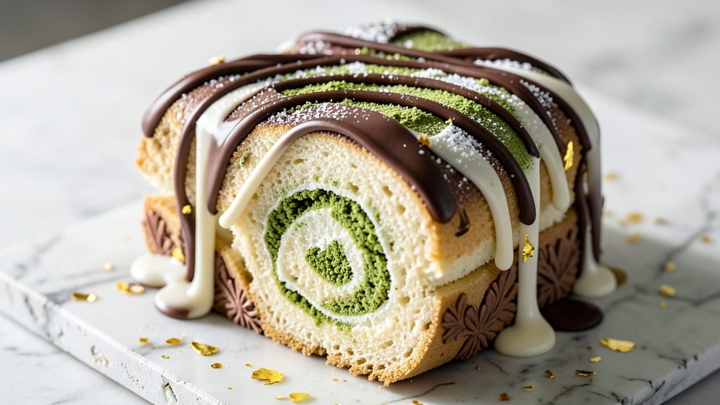 Asian Roll Cake Recipe: Matcha Green Tea Swirls and Creamy Cheese Filling
