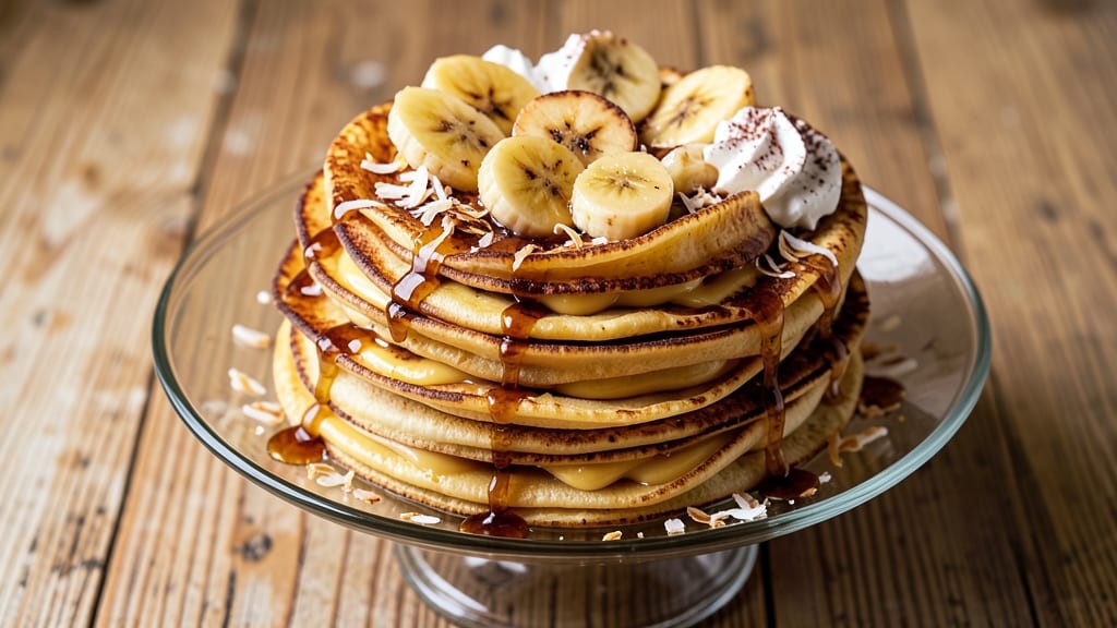 Banana Crepes Cake Recipe: Pancake-Like Layers with Boozy Rum Infusion