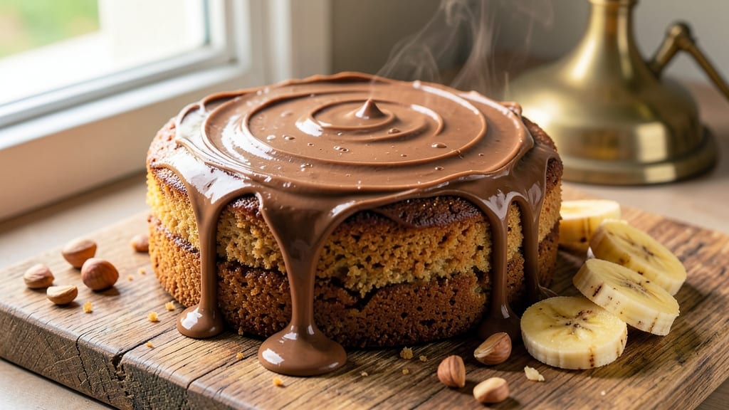 Banana Cake With Nutella Frosting Recipe: Gooey Layers and Rich Chocolate Swirls