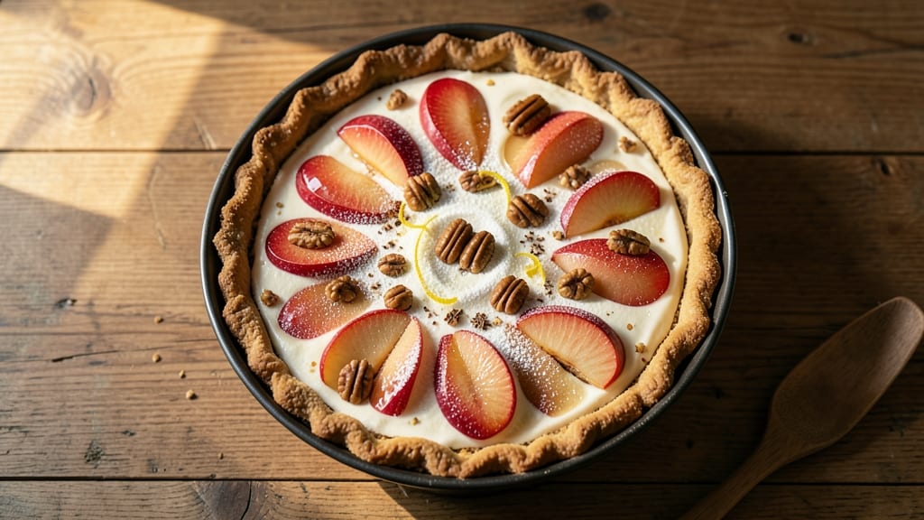 Apple Pecan Pie Cheesecake Recipe: Nutty Streusel Hugs Moist Apple Layers