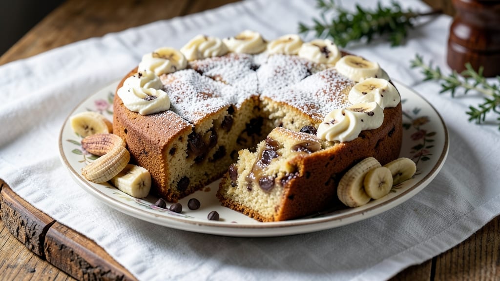 Banana Chocolate Chip Cake Recipe With Sour Cream: Ultra Moist Layers and Fudgy Swirls