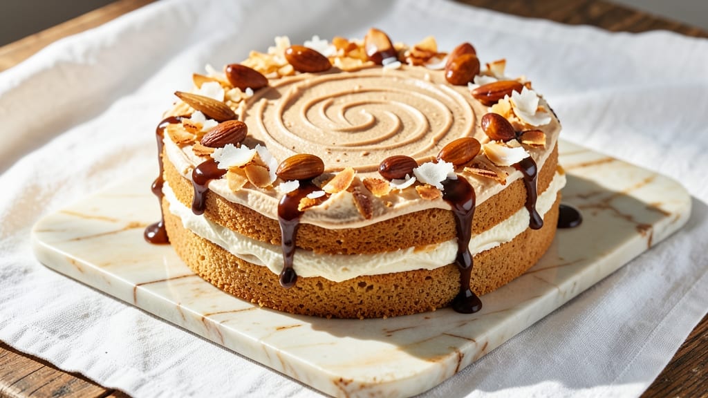 Almond Joy Sheet Cake Recipe: Tropical Nutty Frosting Over Moist Vanilla Layers