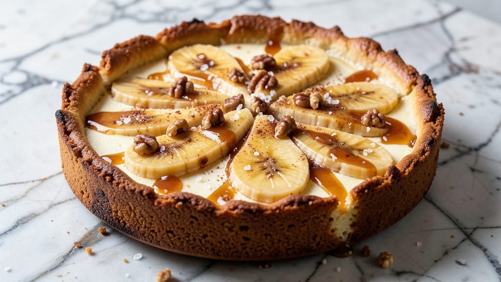 Baked Banana Cheesecake Recipe: Caramelized Banana Swirls in Rich Vanilla Crust