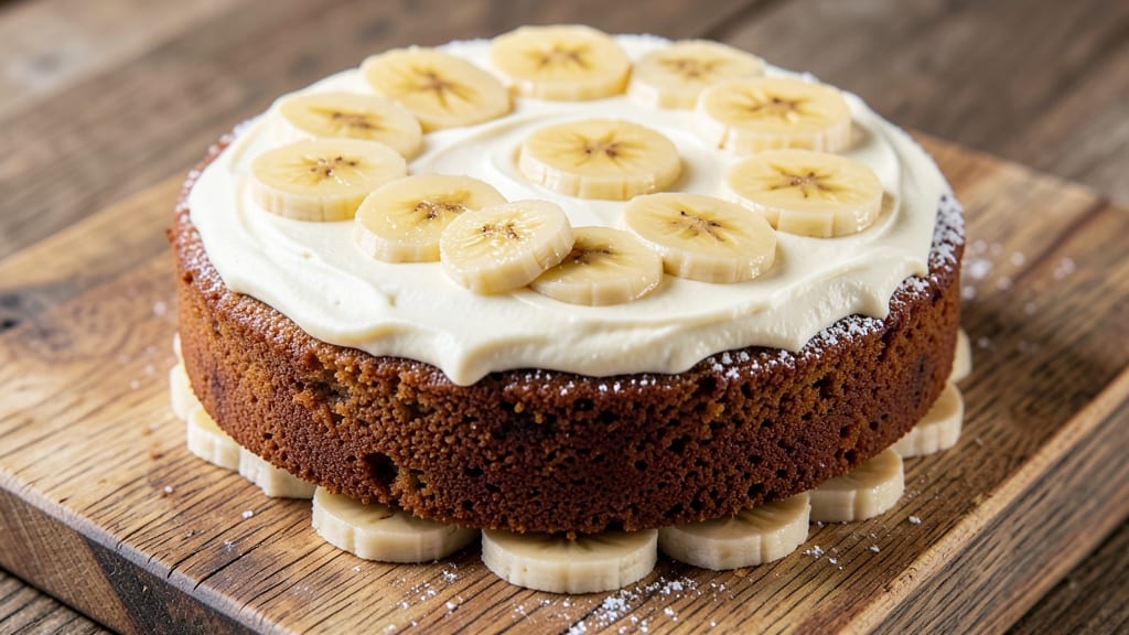 Banana Cream Cheese Coffee Cake Recipe: Swirled Vanilla Frosting and Spiced Rum Streusel