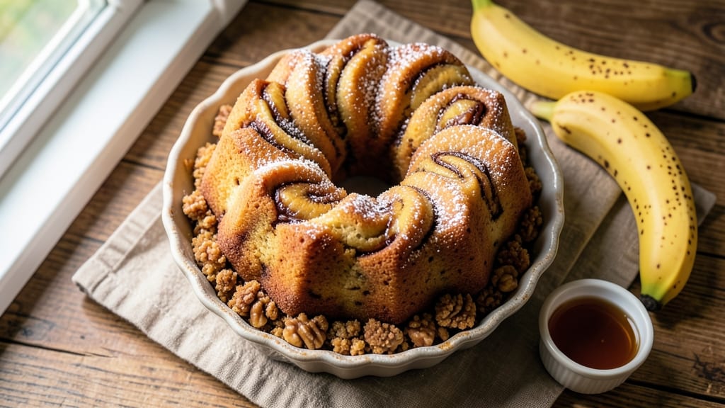 Banana Bundt Cake Recipe With Cake Mix: Moist Layers and Caramelized Banana Streusel Crown