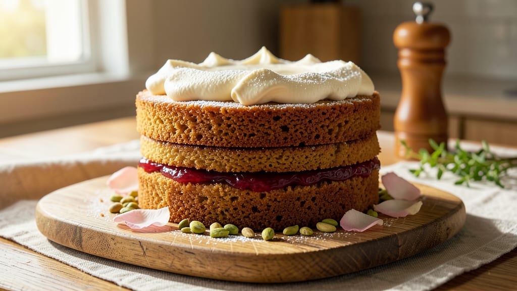 Atta Cake Recipe: Fragrant Rosewater Swirls and Crispy Top