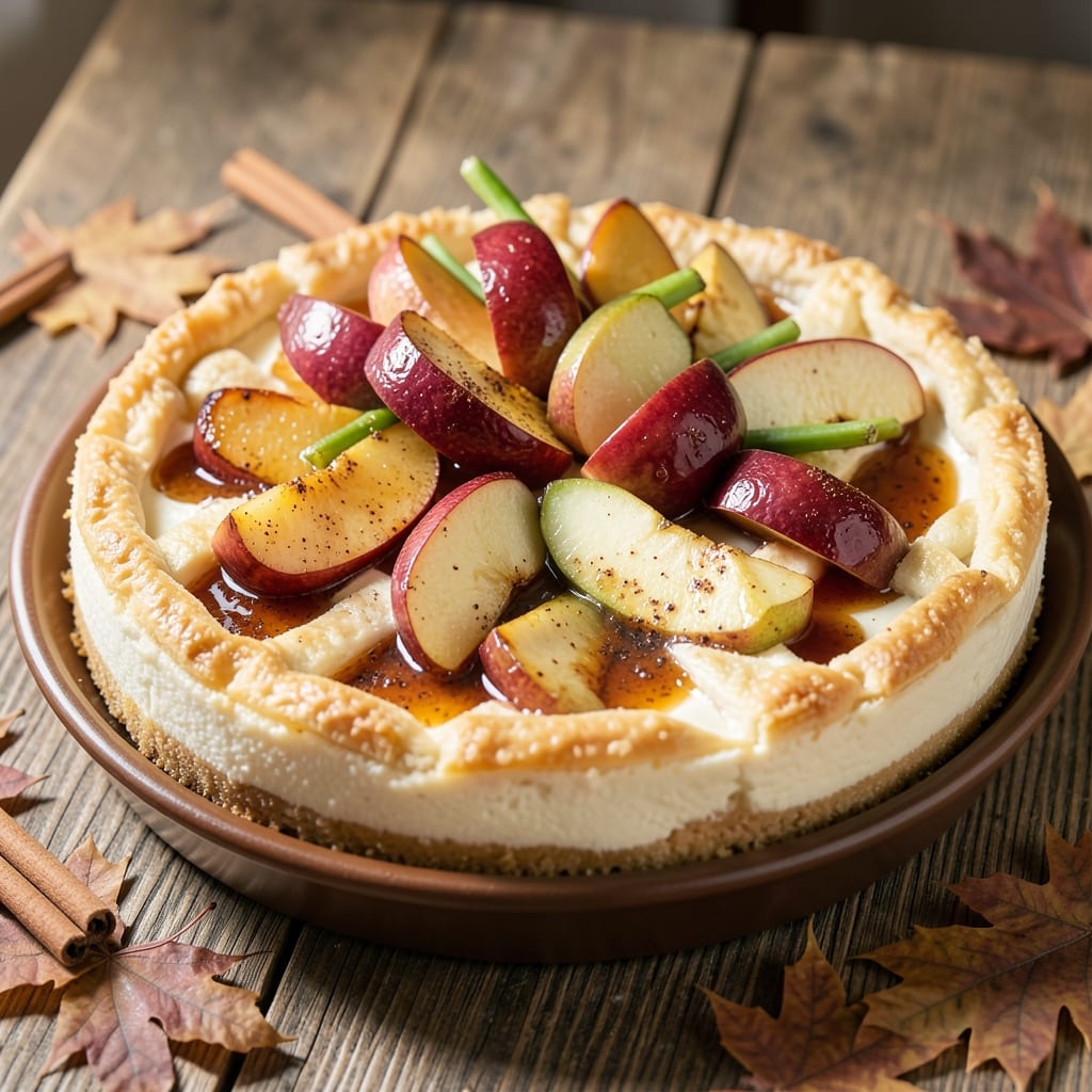 Autumn Apple Cheesecake Recipe: Caramelized Apple Filling With Cinnamon-Spiced Crust