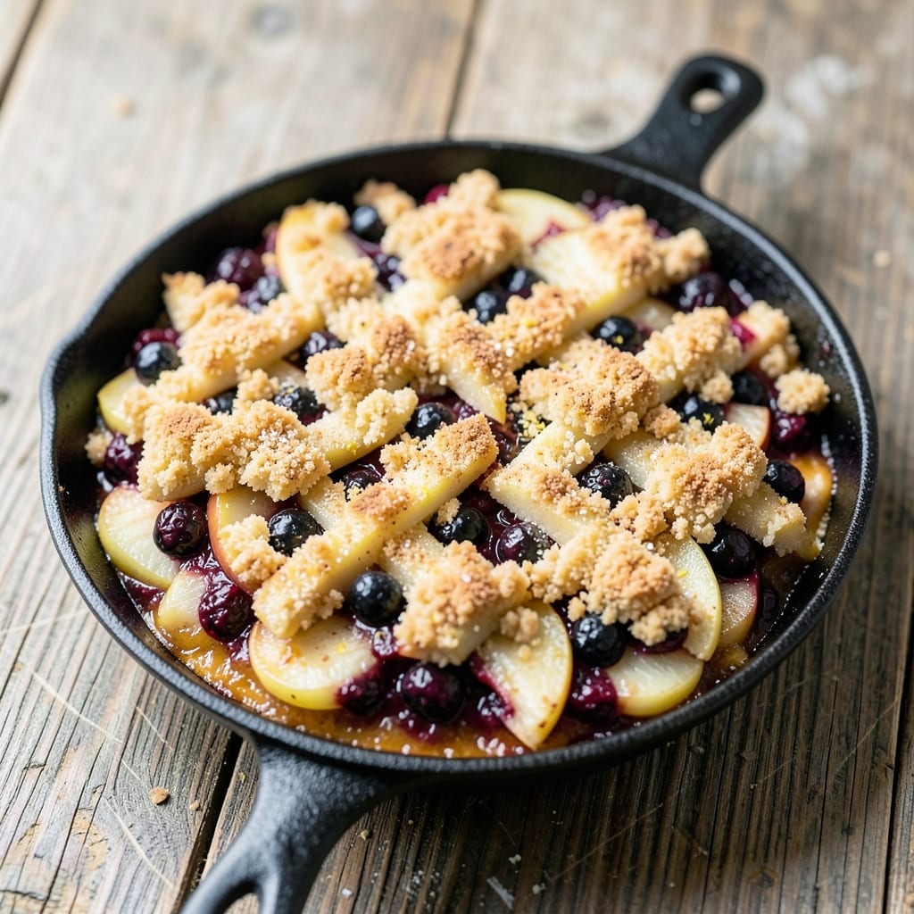 Apple and Blackberry Crumble Cake Recipe: Warm Spice Crunch Over Juicy Fruit Layers