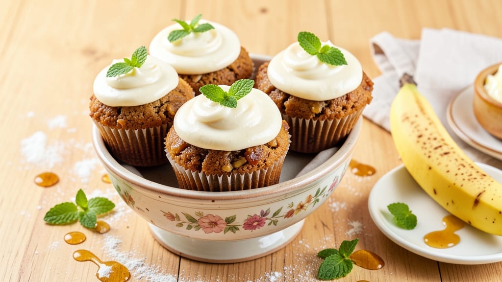 Banana Cupcake Recipe Joy Of Baking: Fluffy Vanilla Layers With Caramelized Banana Streusel Crown