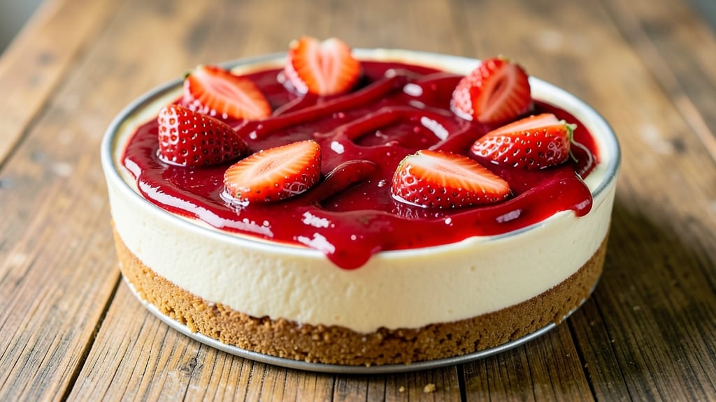 Bake Strawberry Cheesecake Recipe: Jiggly Filling and Buttery Crust Magic