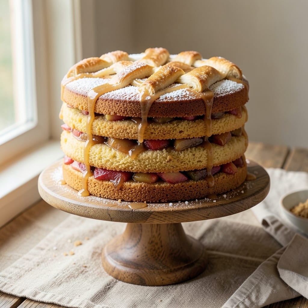 Apple Layer Cake Recipe UK: British Bakery Streusel Crown Over Spiced Apple Layers