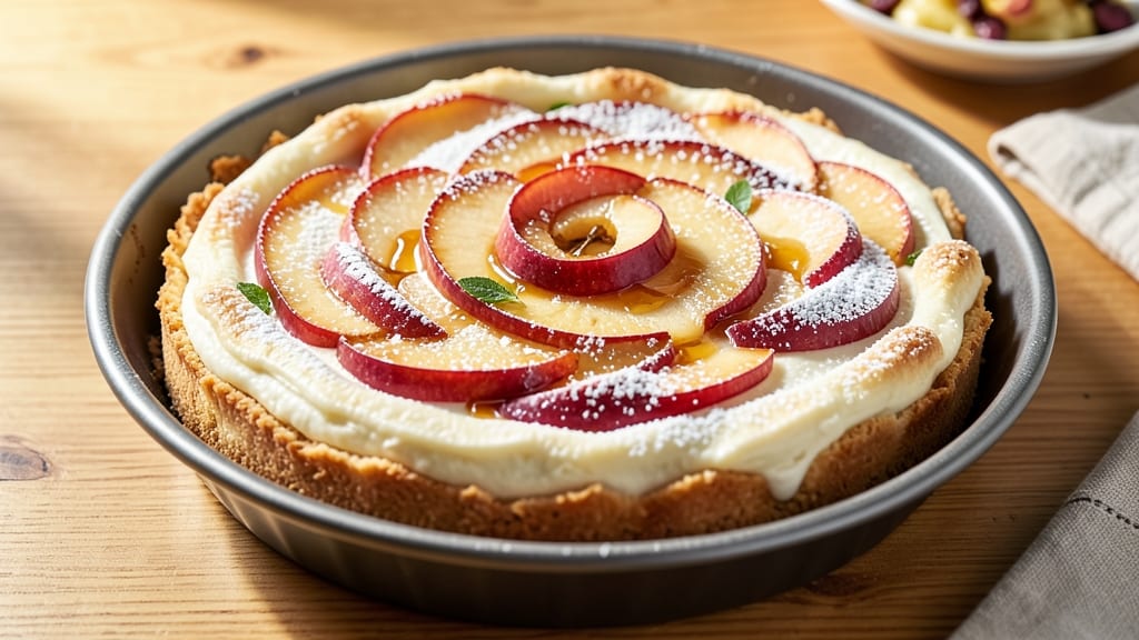 Apple Topped Cheesecake Recipe: Warm Apple Compote Over Velvety Cream Cheese