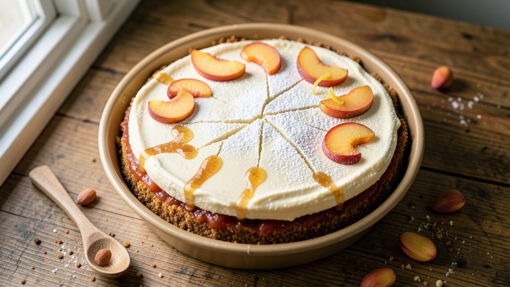 Baked Peach Cheesecake Recipe: Summer Fruit Swirls in Silky Crust