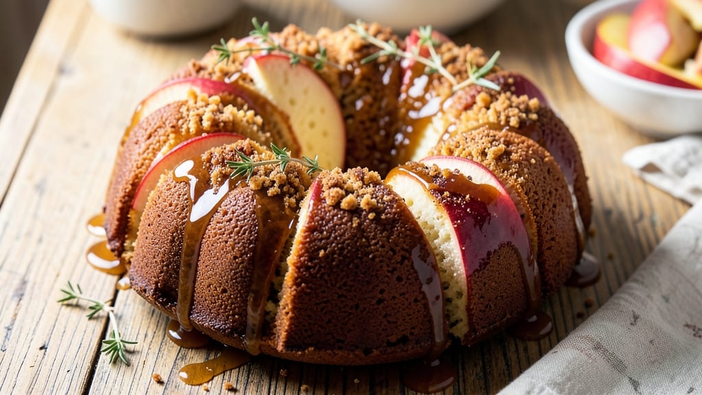 Apple Upside Down Bundt Cake Recipe: Caramelized Apples Poached in Spiced Rum