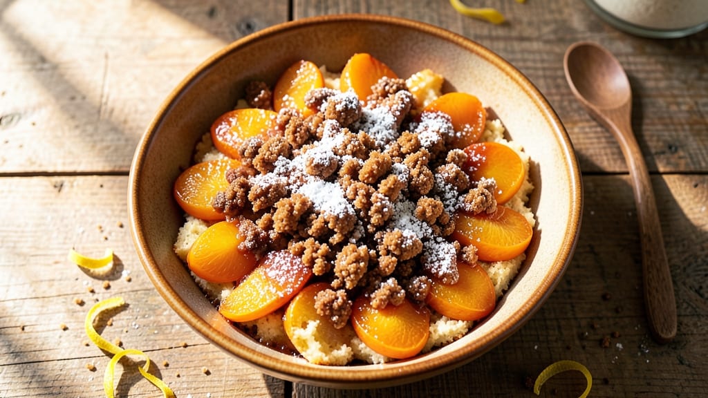 Apricot Crumble Cake Recipe: Warm Spice Streusel Hugging Juicy Fruit