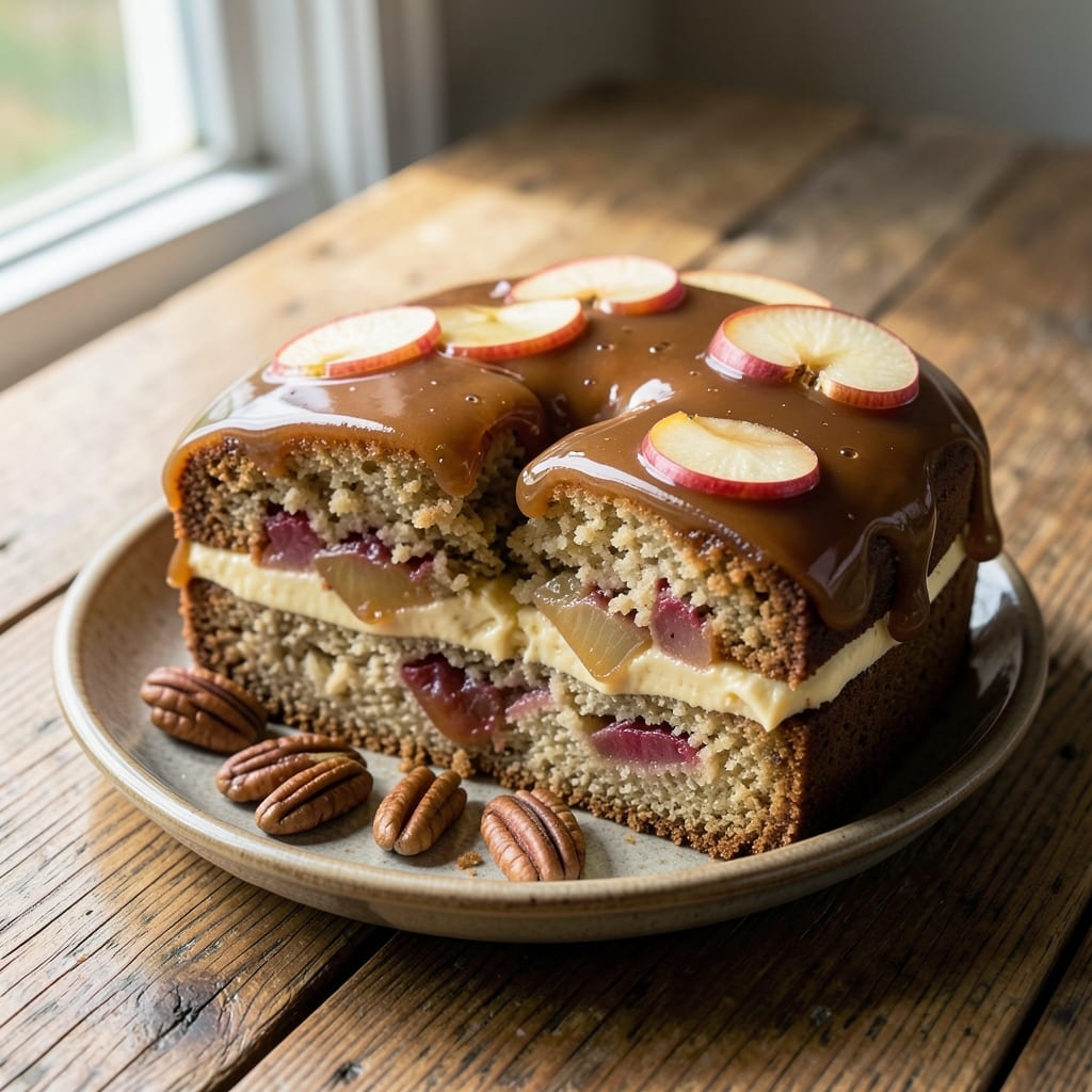 Apple Harvest Pound Cake With Caramel Glaze Recipe: Autumn Spice Crunch Meets Gooey Glaze